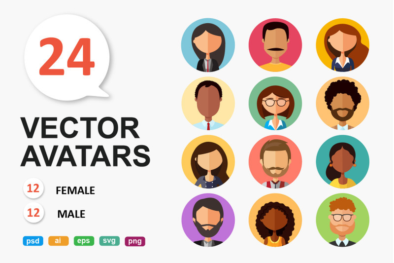 64 Avatar icons vector people collection on Yellow Images Creative