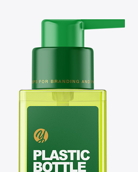 Square Bottle With Pump Mockup In Bottle Mockups On Yellow Images Object Mockups