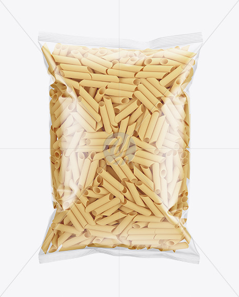 Download Penne Rigate Pasta Mockup Half Side View In Bag Sack Mockups On Yellow Images Object Mockups