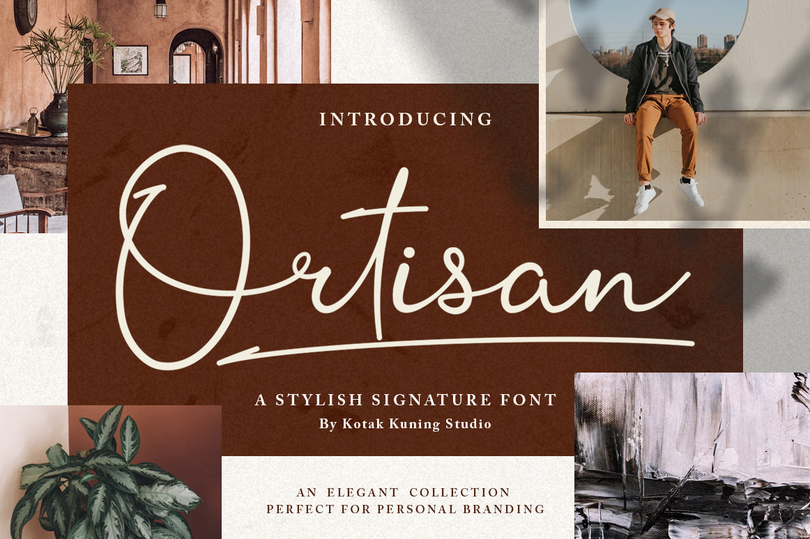 Ortisan Signature In Fonts On Yellow Images Creative Store