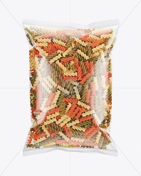 Download Plastic Bag With Fusilli Color Pasta In Bag Sack Mockups On Yellow Images Object Mockups Yellowimages Mockups