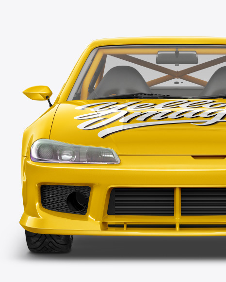 Download Sport Car Mockup Front View In Vehicle Mockups On Yellow Images Object Mockups PSD Mockup Templates