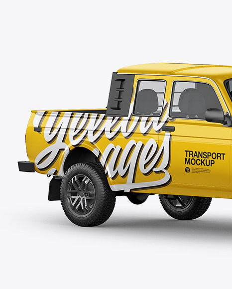 Download Pickup Truck Mockup Halfside View In Vehicle Mockups On Yellow Images Object Mockups Yellowimages Mockups