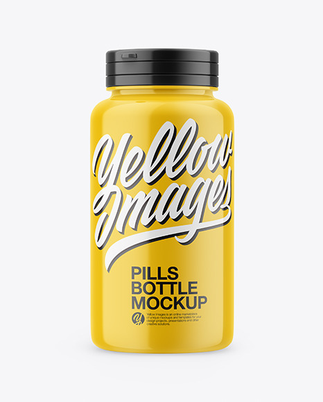 Download Glossy Pills Bottle Mockup Yellow Author PSD Mockup Templates