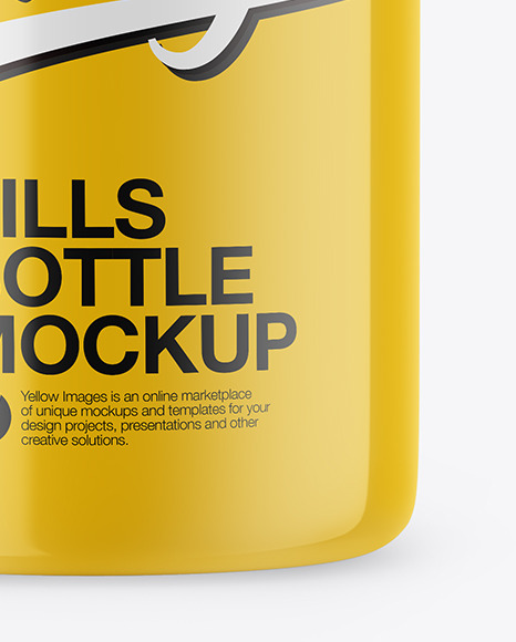 Glossy Pills Bottle Mockup In Bottle Mockups On Yellow Images Object Mockups