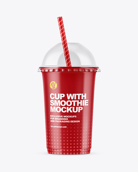 Clear Plastic Reusable Cup With Lid and Straw Template Mockup Add