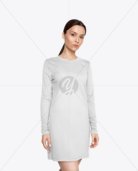 Download Woman In A Dress Mockup In Apparel Mockups On Yellow Images Object Mockups