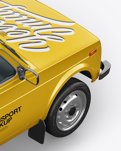 Download Pickup Truck Mockup Top Back Halfside View In Vehicle Mockups On Yellow Images Object Mockups PSD Mockup Templates