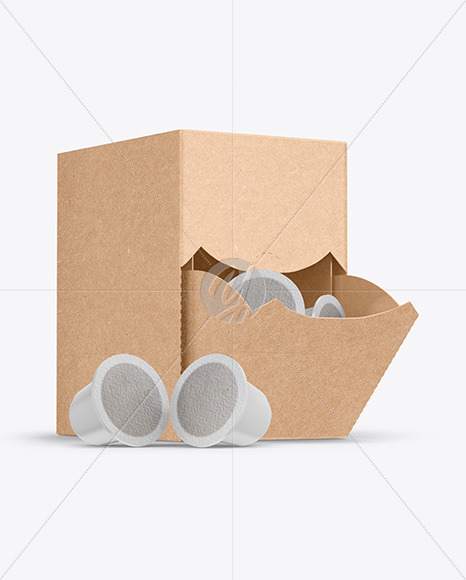 Download Kraft Box With Coffee Capsules Mockup In Packaging Mockups On Yellow Images Object Mockups PSD Mockup Templates