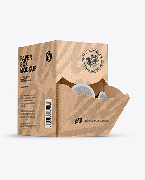 Download Kraft Box With Coffee Capsules Mockup In Packaging Mockups On Yellow Images Object Mockups