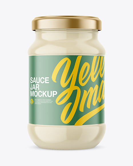 Download Clear Glass Mayonnaise Sauce Jar Mockup In Jar Mockups On Yellow Images Object Mockups PSD Mockup Templates