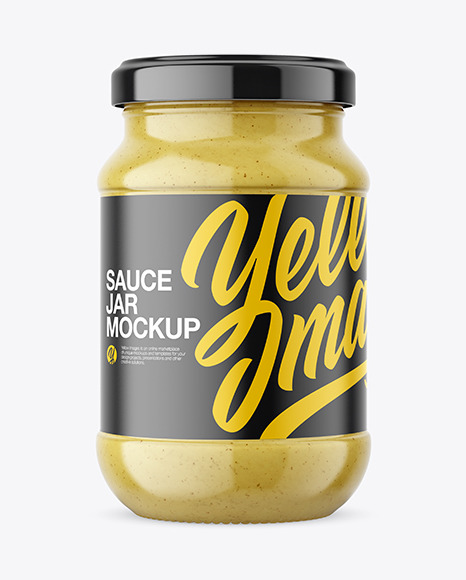 Clear Glass Jar with Mustard Sauce Mockup PSD #2