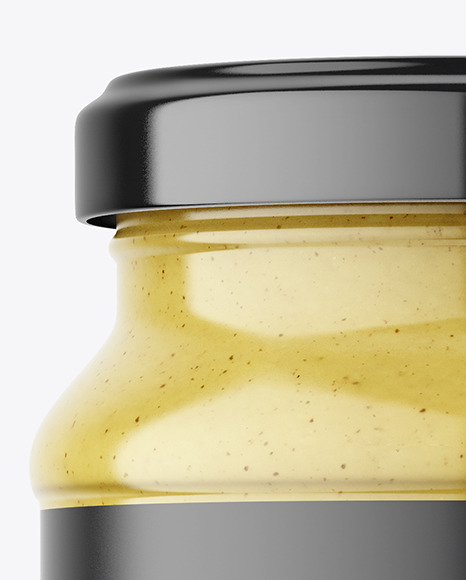 Clear Glass Jar with Mustard Sauce Mockup PSD #3