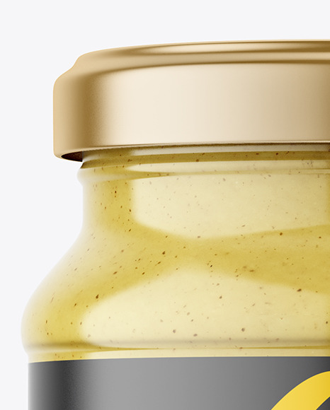 Clear Glass Jar with Mustard Sauce Mockup PSD #4