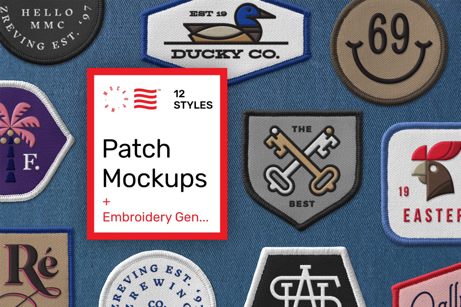 Download Patch Mockups And Embroidery Generator In Apparel Mockups On Yellow Images Creative Store