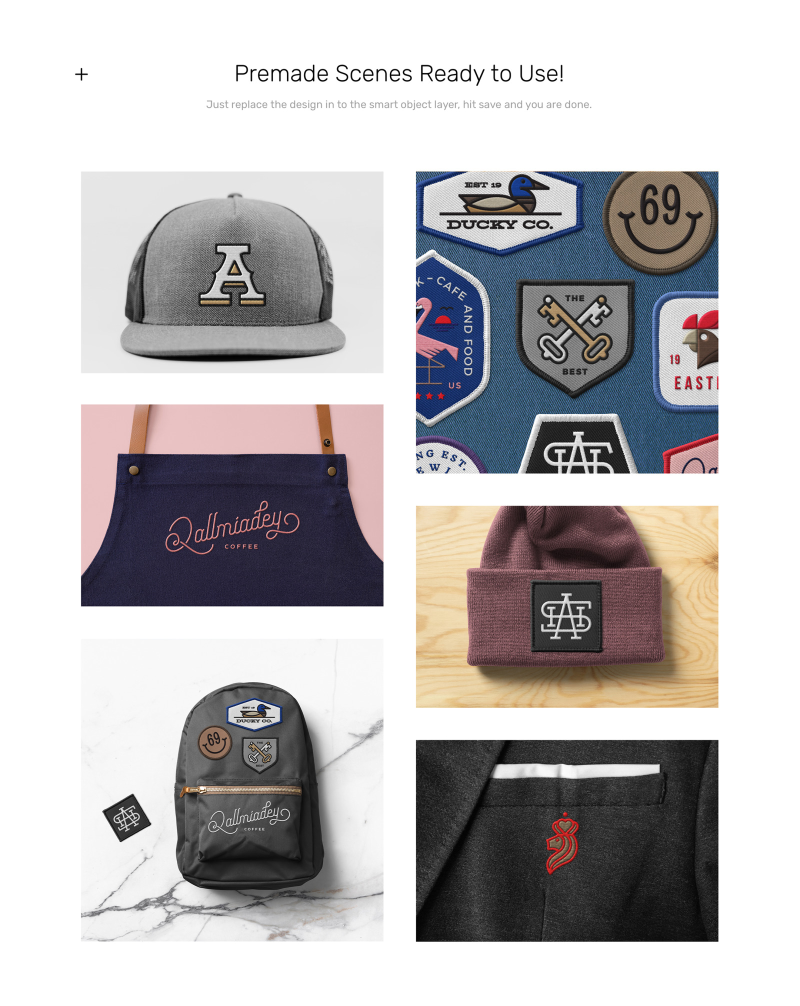 Download Patch Mockups and Embroidery Generator in Apparel Mockups on Yellow Images Creative Store