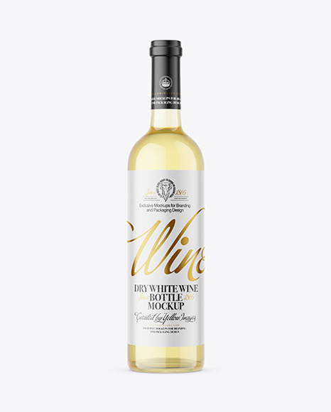 Download Clear Glass White Wine Bottle Mockup Yellow Author