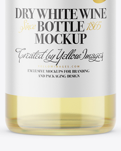 Download Clear Glass White Wine Bottle Mockup In Bottle Mockups On Yellow Images Object Mockups PSD Mockup Templates