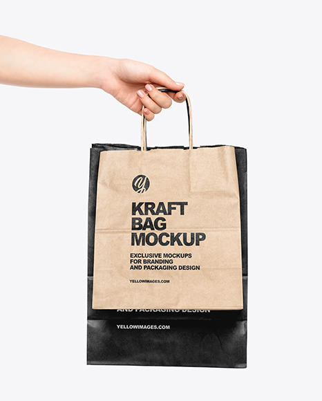 Download Hand W Two Paper Bags Mockup Yellow Author Yellowimages Mockups