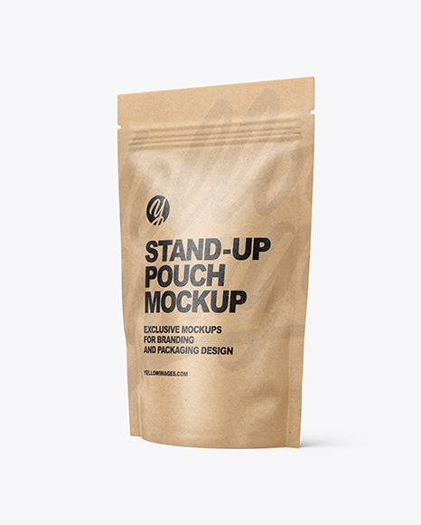 Download Kraft Paper Stand-up Pouch Mockup in Pouch Mockups on Yellow Images Object Mockups