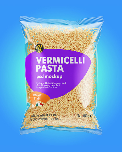 Download Plastic Bag With Vermicelli Pasta In Bag Sack Mockups On Yellow Images Object Mockups PSD Mockup Templates