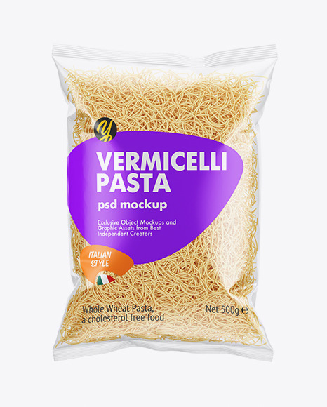 Download Plastic Bag With Vermicelli Pasta In Bag Sack Mockups On Yellow Images Object Mockups PSD Mockup Templates