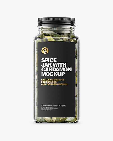 Spice Jar with Cardamon Mockup PSD #1
