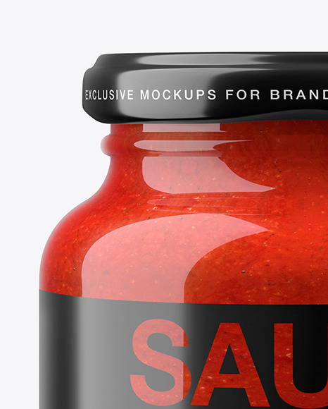 Download Glass Red Hot Sauce Jar In Shrink Sleeve Mockup In Jar Mockups On Yellow Images Object Mockups PSD Mockup Templates