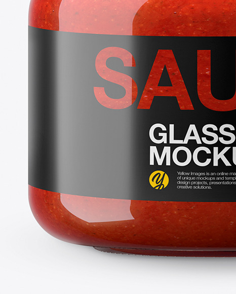 Download Glass Red Hot Sauce Jar In Shrink Sleeve Mockup In Jar Mockups On Yellow Images Object Mockups PSD Mockup Templates