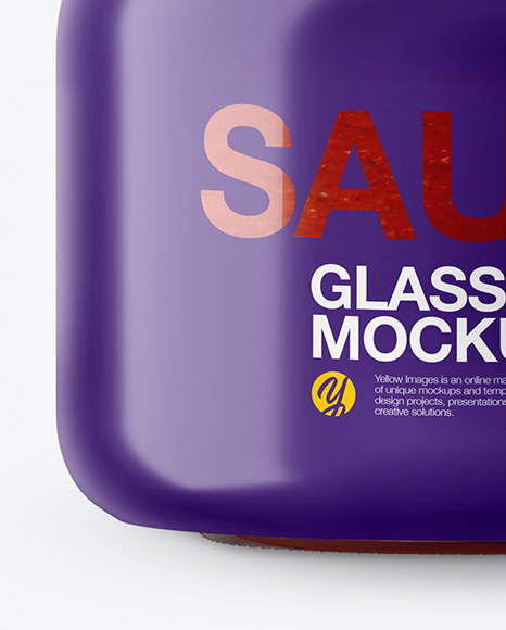 Glass Red Hot Sauce Jar In Shrink Sleeve Mockup In Jar Mockups On Yellow Images Object Mockups