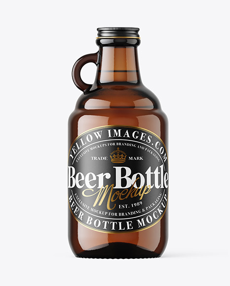 Amber Glass Beer Bottle Mockup PSD #2