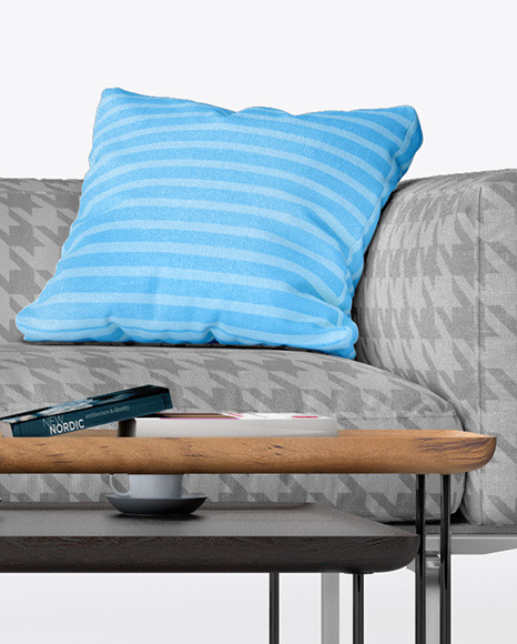 Sofa Cover and Throw Pillows Set Mockup PSD #2
