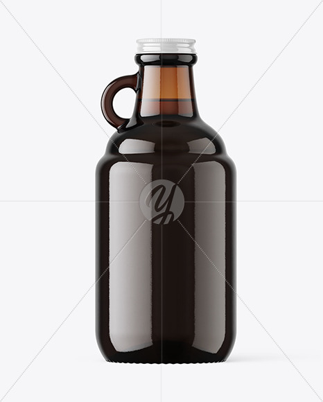 Download Amber Glass Bottle With Dark Beer Psd Mockup Yellowimages