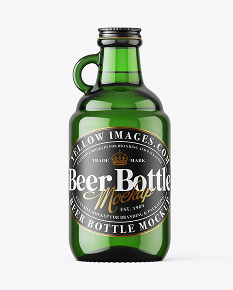 Download Green Glass Beer Bottle Mockup Yellow Author