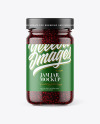 Clear Glass Jar with Raspberry Jam Mockup