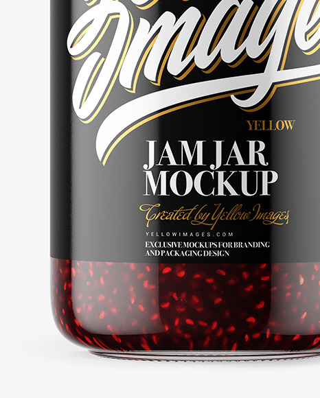 Clear Glass Jar With Raspberry Jam Mockup In Jar Mockups On Yellow Images Object Mockups