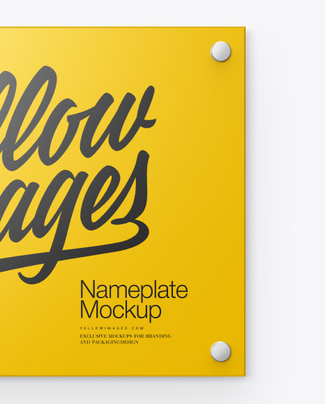 Download Nameplate Mockup In Indoor Advertising Mockups On Yellow Images Object Mockups PSD Mockup Templates