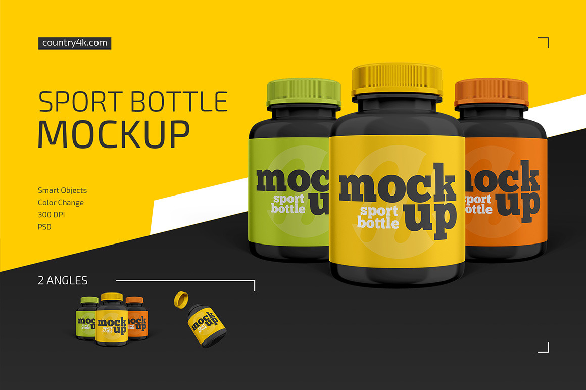 Download Sport Bottle Mockup Set In Packaging Mockups On Yellow Images Creative Store