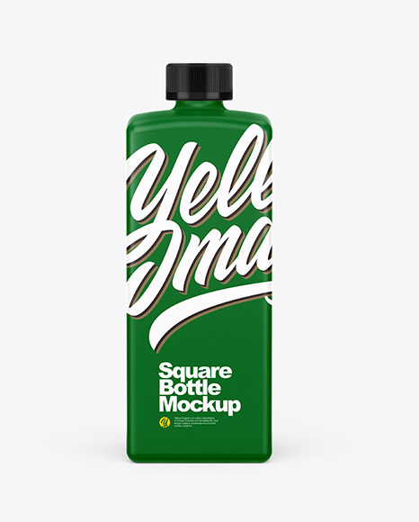 Download Matte Square Bottle Mockup in Bottle Mockups on Yellow Images Object Mockups