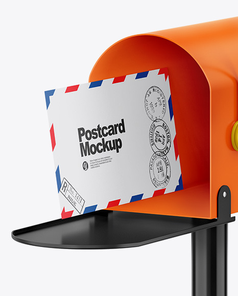 Download Glossy Mailbox W Postcard Mockup In Object Mockups On Yellow Images Object Mockups