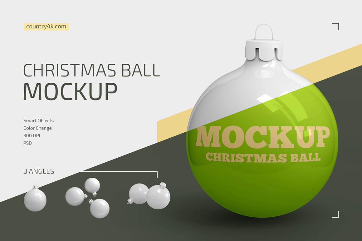 Download Christmas Ball Mockup Set In Product Mockups On Yellow Images Creative Store PSD Mockup Templates