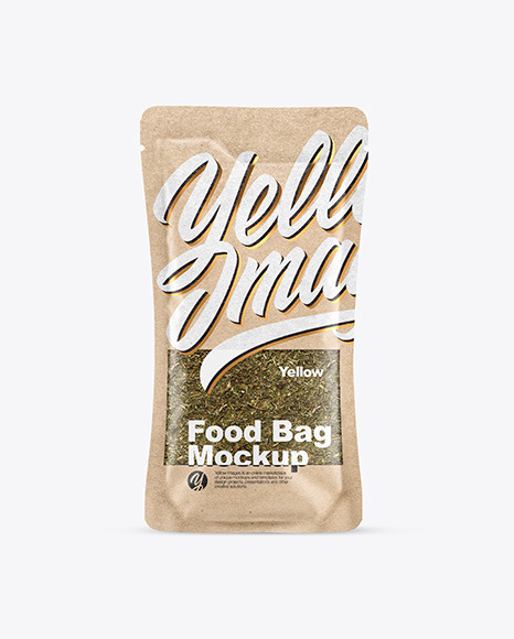 Download Kraft Food Bag With Dill Mockup In Bag Sack Mockups On Yellow Images Object Mockups PSD Mockup Templates