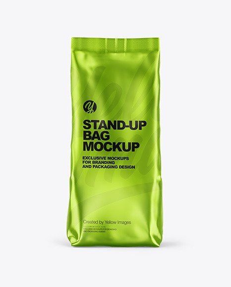 Download Matte Metallic Stand Up Pouch Bag Mockup