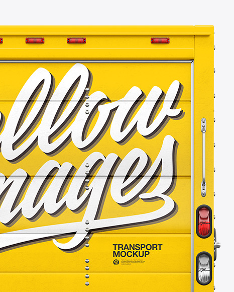 Box Truck Mockup   Back View PSD #1