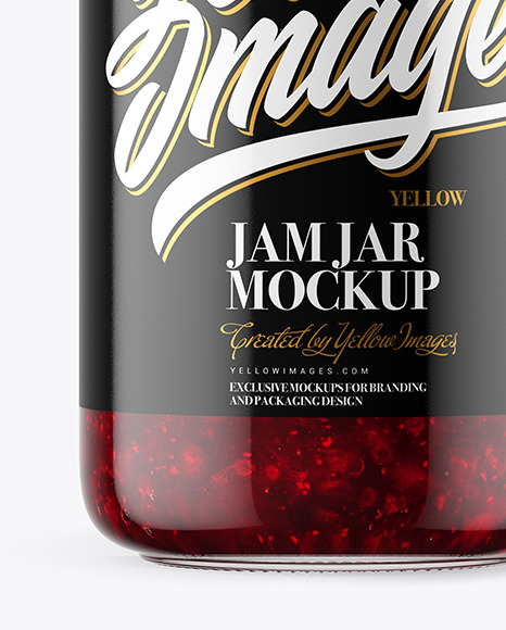 Clear Glass Jar With Cranberry Jam Mockup In Jar Mockups On Yellow Images Object Mockups