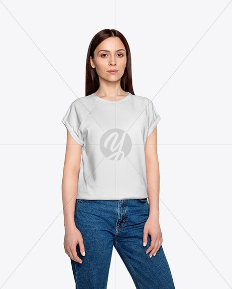 Download Woman In T Shirt Mockup In Apparel Mockups On Yellow Images Object Mockups PSD Mockup Templates