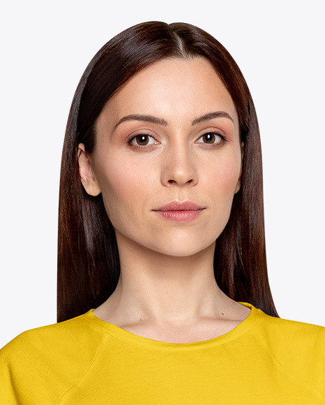 Woman In T Shirt Mockup In Apparel Mockups On Yellow Images Object Mockups