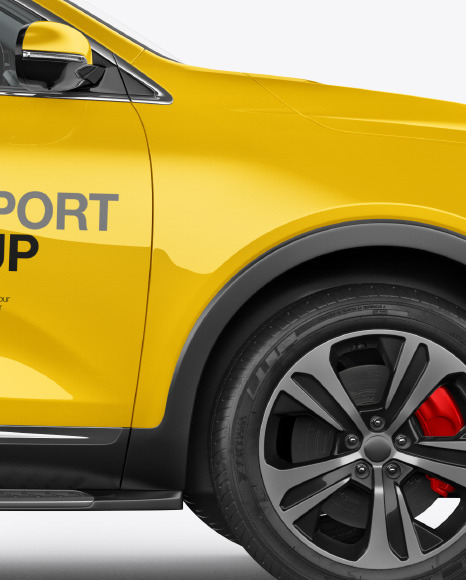 Download Crossover Suv Mockup Side View In Vehicle Mockups On Yellow Images Object Mockups PSD Mockup Templates