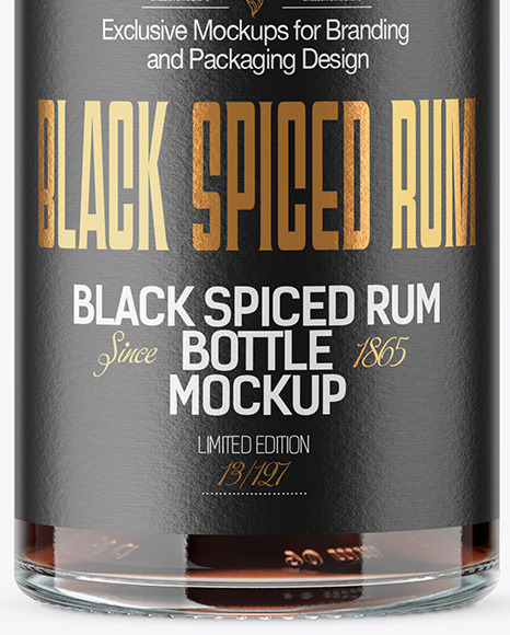 Black Rum Bottle Mockup PSD #6