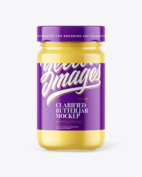 Download Clear Glass Jar With Powdered Peanut Butter Mockup Yellow Author PSD Mockup Templates